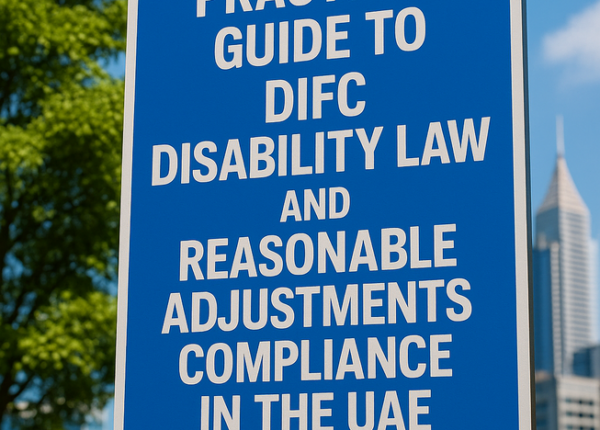 Business consultant explaining UAE legal disability compliance steps in a modern Dubai office.