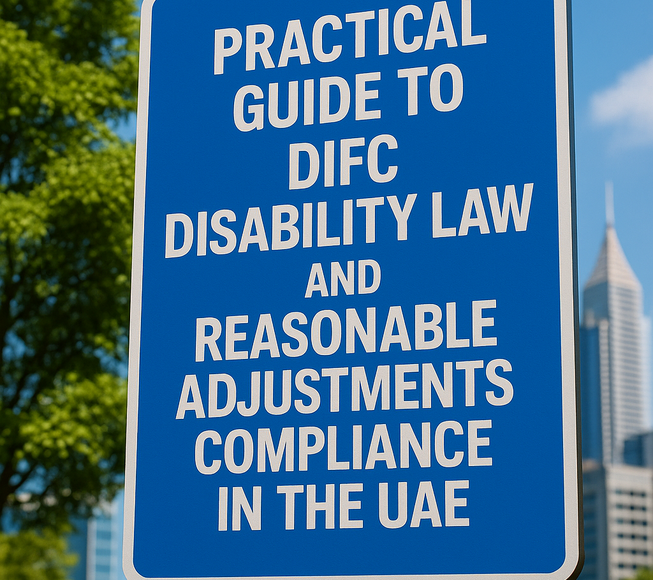Business consultant explaining UAE legal disability compliance steps in a modern Dubai office.