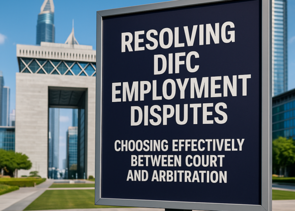 DIFC dispute resolution process for employment claims, illustrating courts and arbitration options.