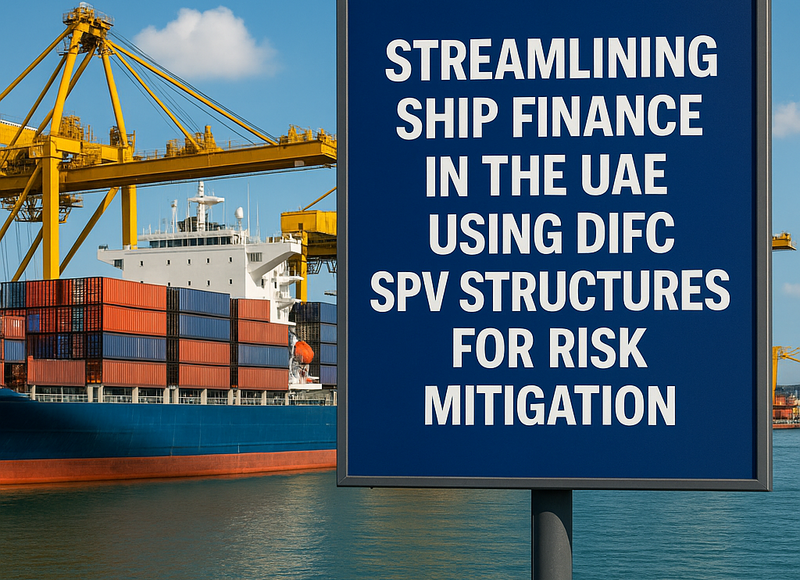 Process diagram showing steps in ship finance via DIFC SPVs in the UAE