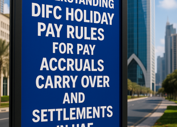Illustration of a compliance checklist for DIFC holiday pay rules in the UAE.