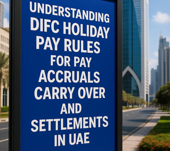 Illustration of a compliance checklist for DIFC holiday pay rules in the UAE.
