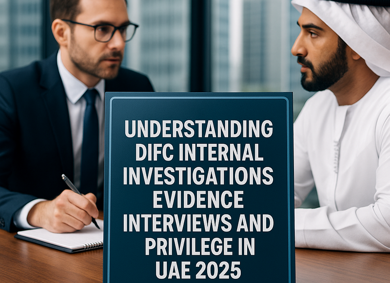 DIFC legal consultant conducts internal investigation in modern UAE office