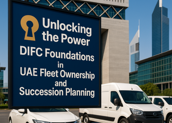 Diagram showing DIFC Foundation structure for UAE fleet asset protection and succession