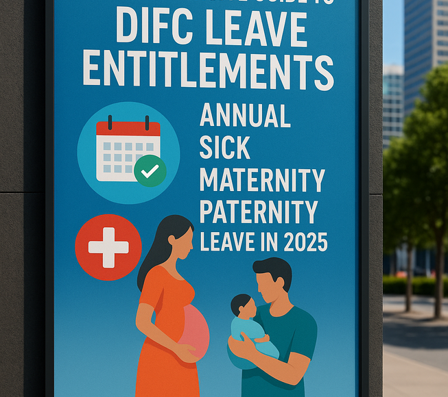 Legal consultant advising on DIFC annual, sick, maternity and paternity leave rights in 2025
