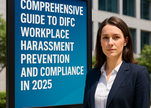 Infographic of DIFC workplace harassment prevention and complaint process flow in the UAE