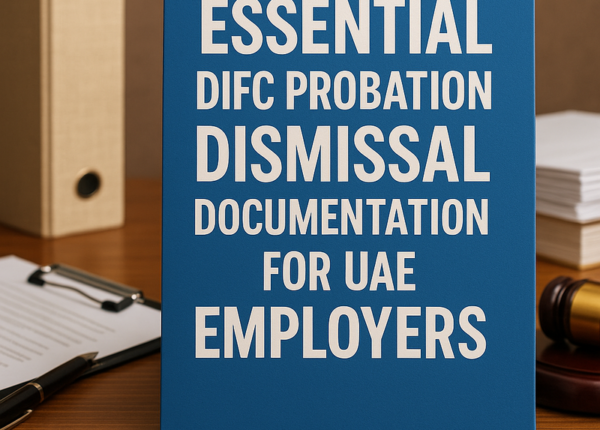 HR manager reviewing DIFC probation dismissal documents in UAE office