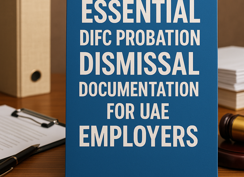 HR manager reviewing DIFC probation dismissal documents in UAE office