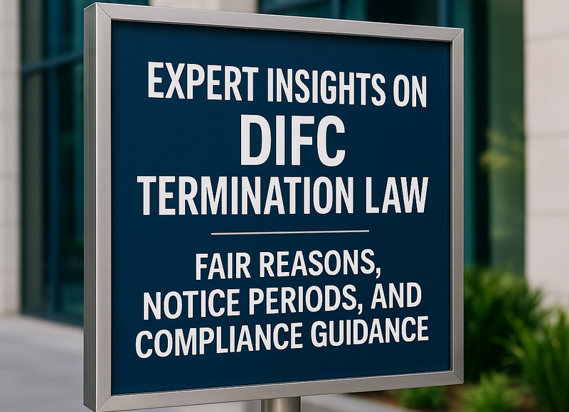 DIFC skyline with legal documents and compliance checklist icons