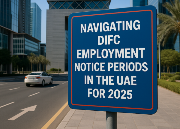 Image showing a professional meeting in the DIFC with legal documents and an employment contract.