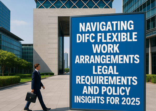 Legal compliance and flexible work discussion in DIFC UAE boardroom
