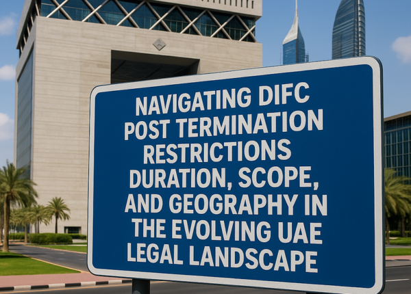 Illustration of a legal consultant reviewing DIFC employment contract clauses