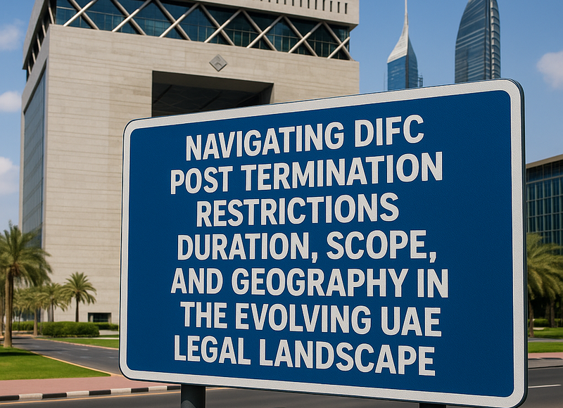 Illustration of a legal consultant reviewing DIFC employment contract clauses