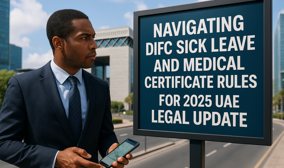 HR reviewing employee medical certificates for sick leave compliance in a DIFC office