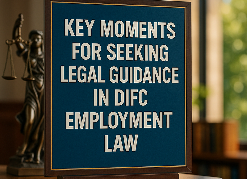 Lawyer advising client on DIFC employment law scenarios in Dubai office