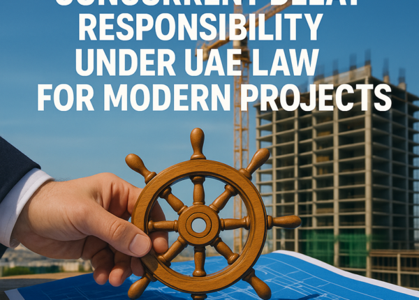 Project manager and legal consultant reviewing UAE concurrent delay project schedule