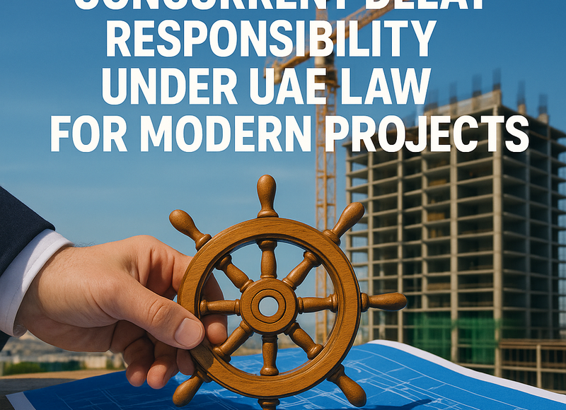 Project manager and legal consultant reviewing UAE concurrent delay project schedule
