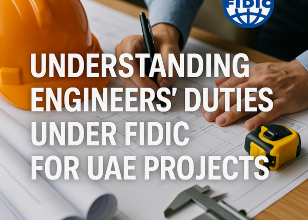 UAE construction site with project engineer overseeing blueprints