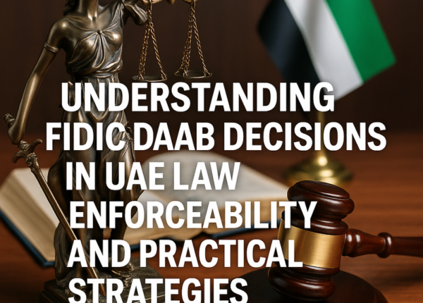 Diagram showing how FIDIC DAAB decisions are enforced in UAE construction law