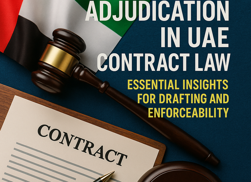 Illustration depicting contract adjudication process in UAE legal context