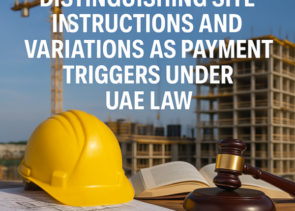 Flowchart explaining when site instructions or variations trigger payment under UAE law.