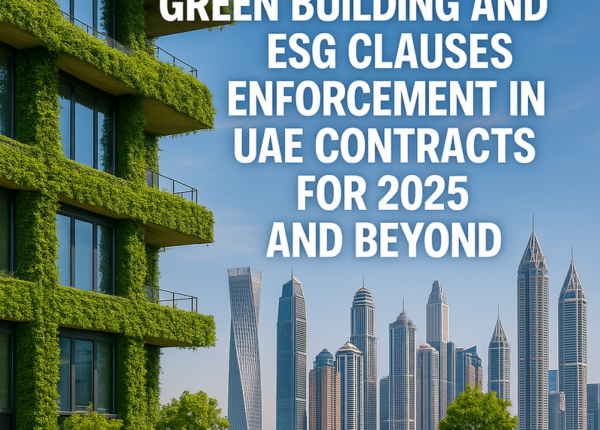UAE skyscrapers with visible solar panels and green rooftops signifying green building compliance