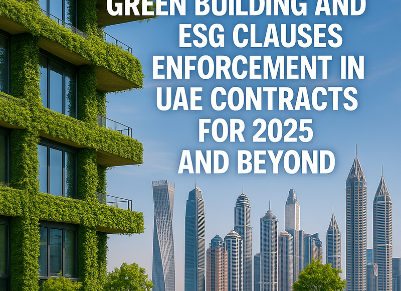 UAE skyscrapers with visible solar panels and green rooftops signifying green building compliance