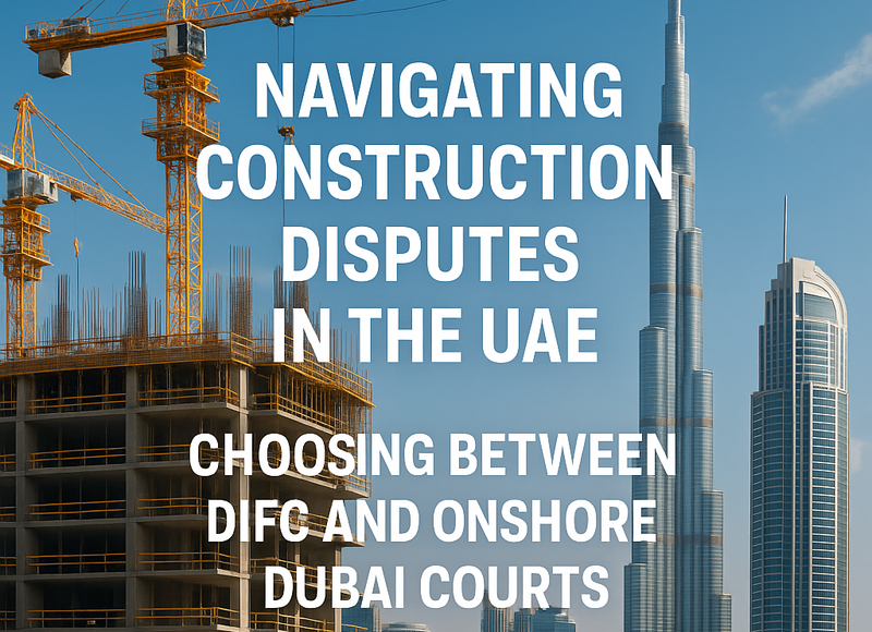 Dubai legal landscape showing DIFC and Onshore Courts in construction context