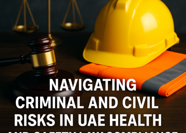 Legal consultant reviewing UAE health and safety compliance documents