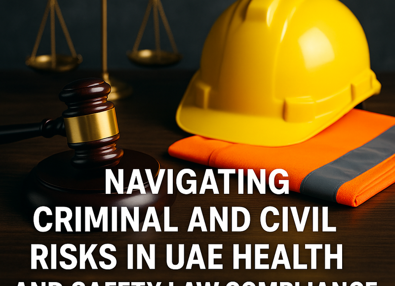 Legal consultant reviewing UAE health and safety compliance documents