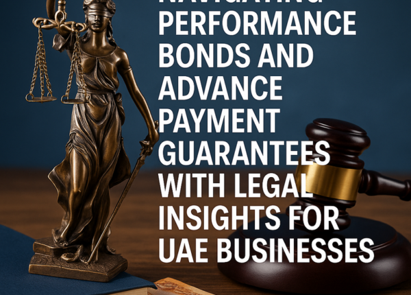 Visual showing performance bond process and compliance steps in the UAE legal context