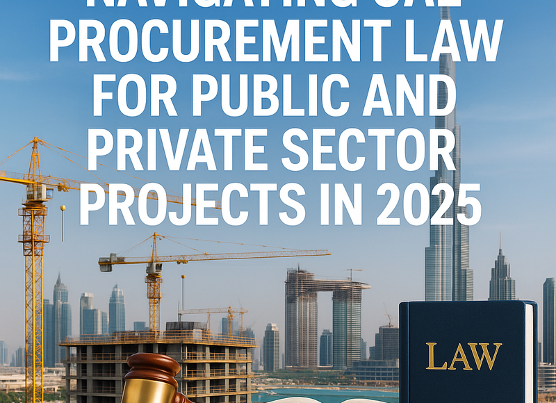 Infographic comparing UAE public vs private procurement legal frameworks in 2025
