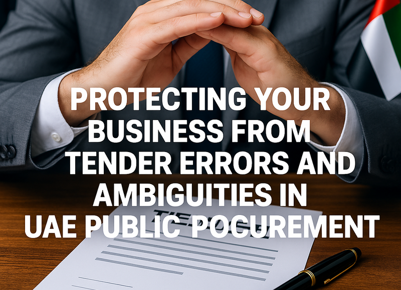 Illustration of UAE business team reviewing electronic tender documents for compliance