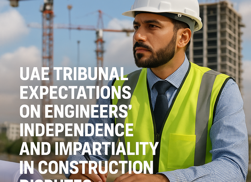 Two professionals reviewing contract documents and legal guidelines in a UAE office.