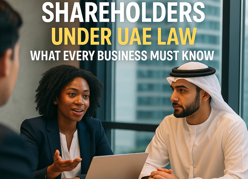 Illustration of UAE company shareholders attending a boardroom meeting, minority voices represented