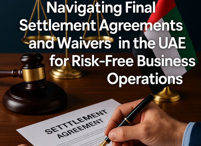 Legal consultant reviewing UAE final settlement agreement with client.