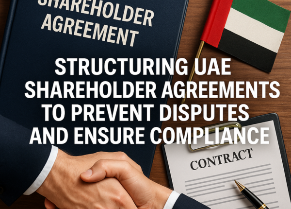 Illustration depicting steps to create a compliant shareholder agreement in the UAE