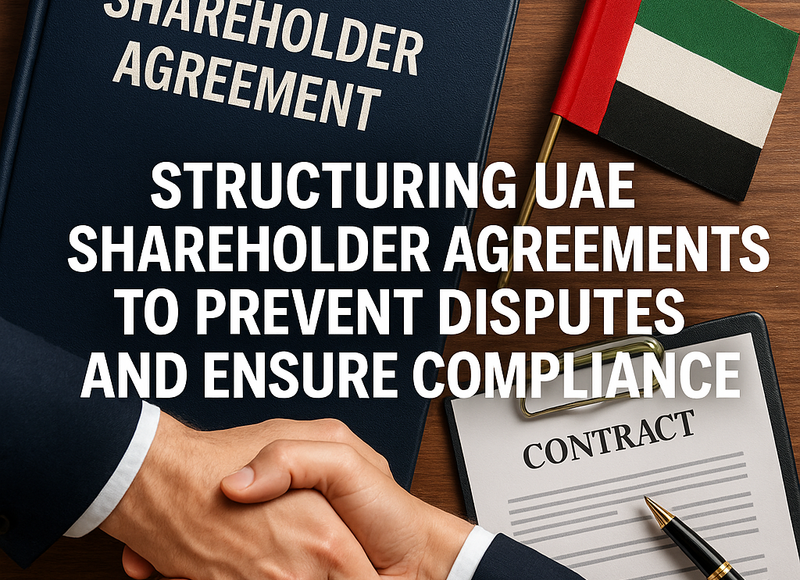 Illustration depicting steps to create a compliant shareholder agreement in the UAE