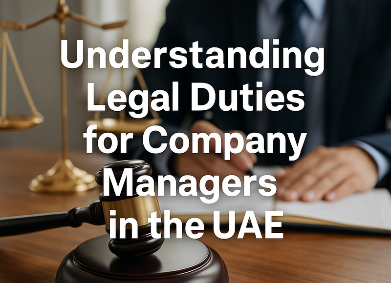 Professional UAE company managers consulting legal documents