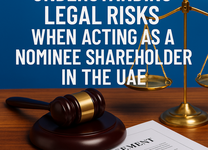 UAE business professionals discussing legal compliance for nominee shareholder risks in a modern boardroom.