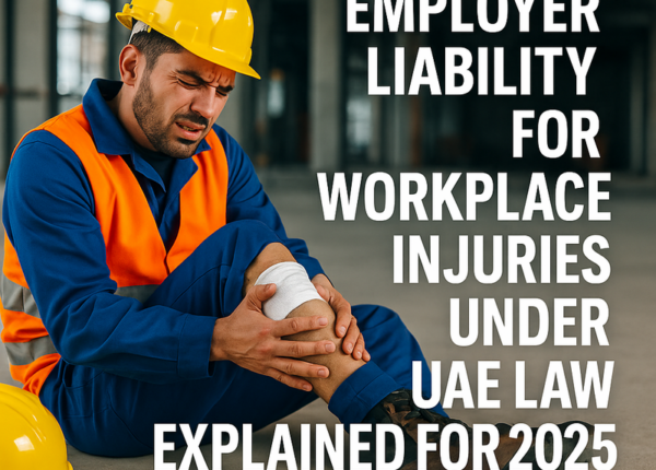 Professional workplace injury compliance checklist for UAE employers shown with safety icons