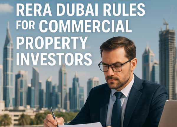 Dubai skyline with modern commercial towers symbolizing RERA-regulated property sector.