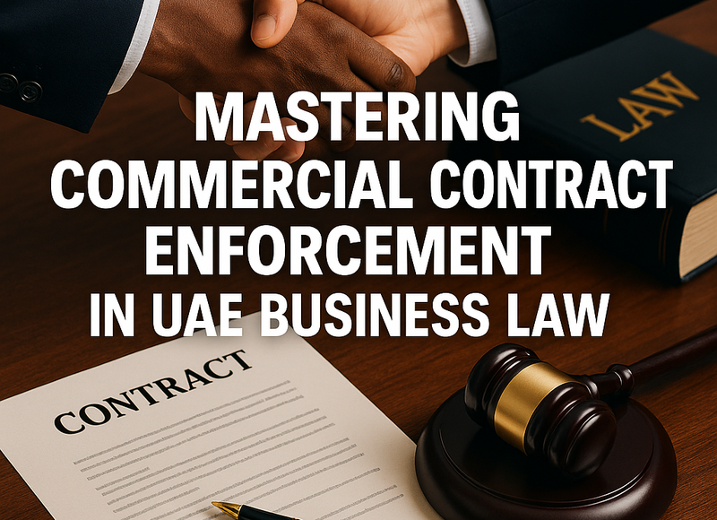 Business professionals reviewing a commercial contract in a UAE legal office