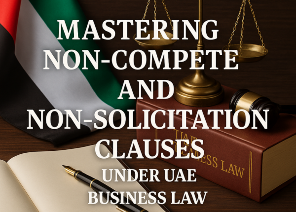 Legal consultant reviewing a UAE employment contract with highlighted non-compete clause.