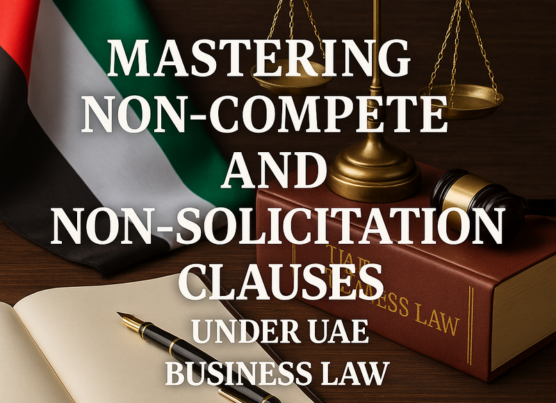 Legal consultant reviewing a UAE employment contract with highlighted non-compete clause.
