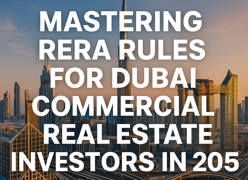 Modern Dubai skyline with prominent commercial properties and digital compliance visuals