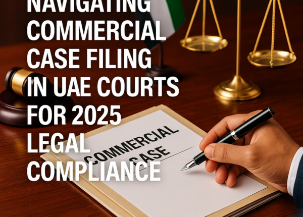 Diagram showing step-by-step process of filing a commercial case in UAE courts.