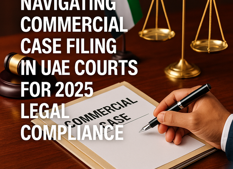 Diagram showing step-by-step process of filing a commercial case in UAE courts.