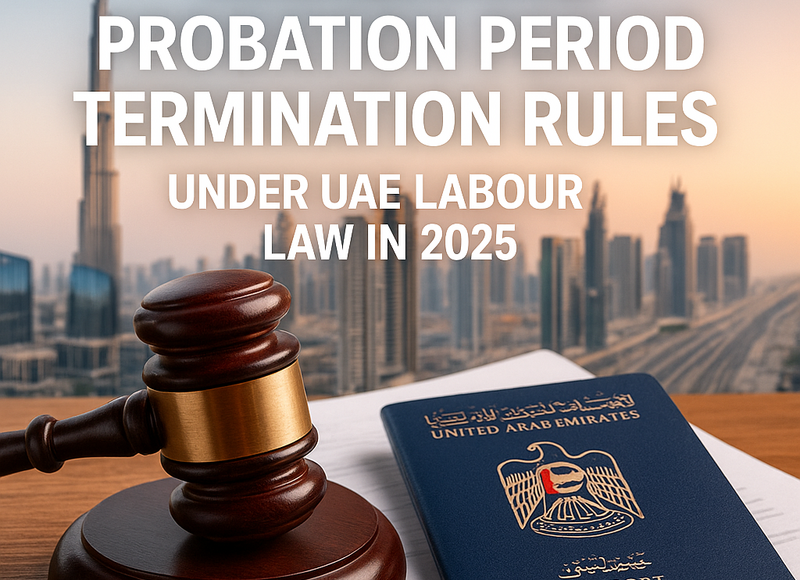 Checklist and flowchart illustrating UAE probation period termination rules