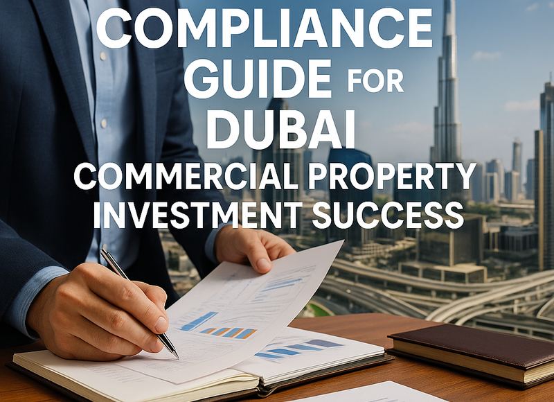 Business professionals reviewing RERA compliance documents for Dubai commercial property investment